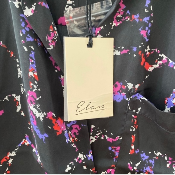 Elan Faux Wrap Black Dress Size Large - Picture 5 of 7